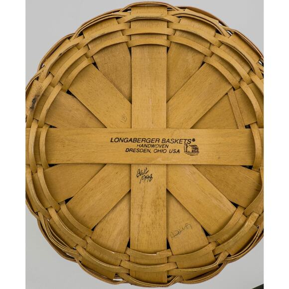 Longaberger 1998 Hostess Basket w/ Protector Green Accent Handwoven USA Vintage - Picture 4 of 6